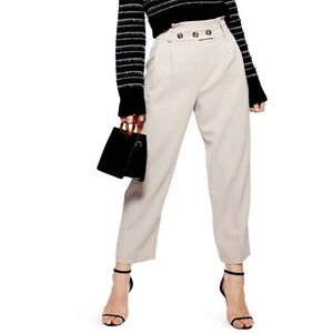 TOPSHOP | Emilie Paperbag Waist Tapered High Waist Trousers | Size 4